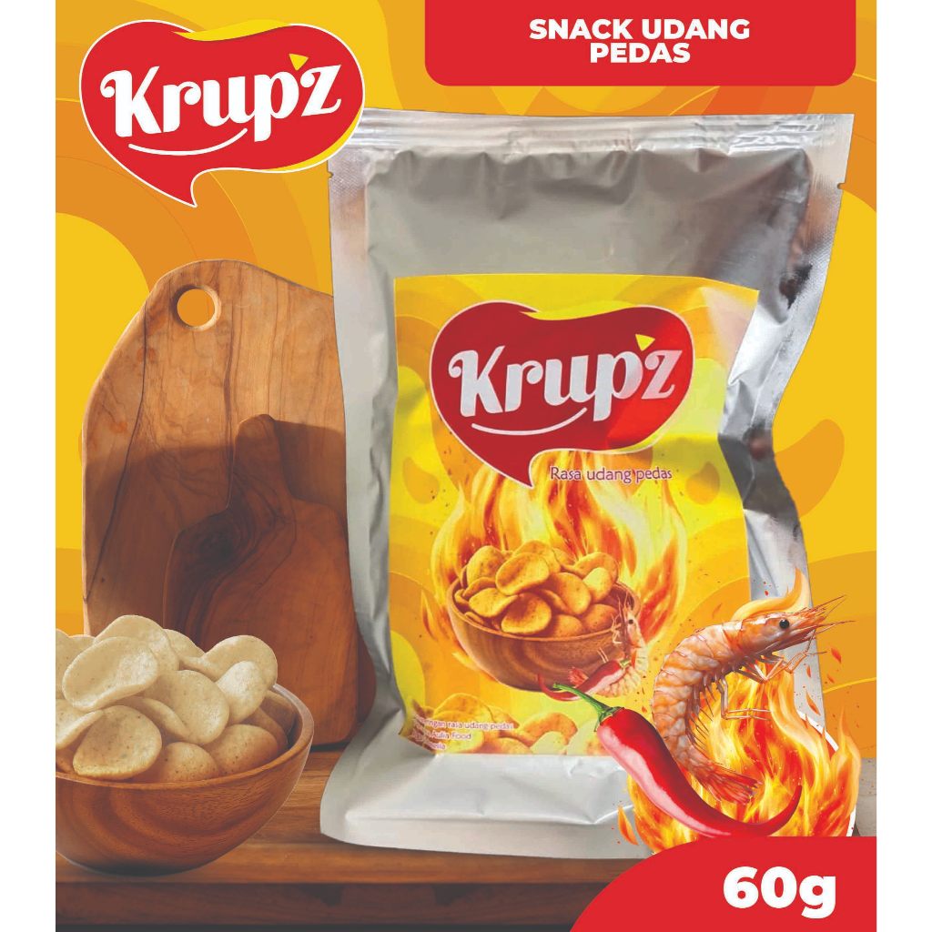 

Snack Rasa Udang Pedas Laut 60g - Krupz