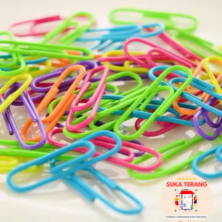 

ST 80 Pcs Paper Clip Kertas Warna-Warni 28mm / Jepitan Kertas Warna SMILE / Paper Clip Estetik