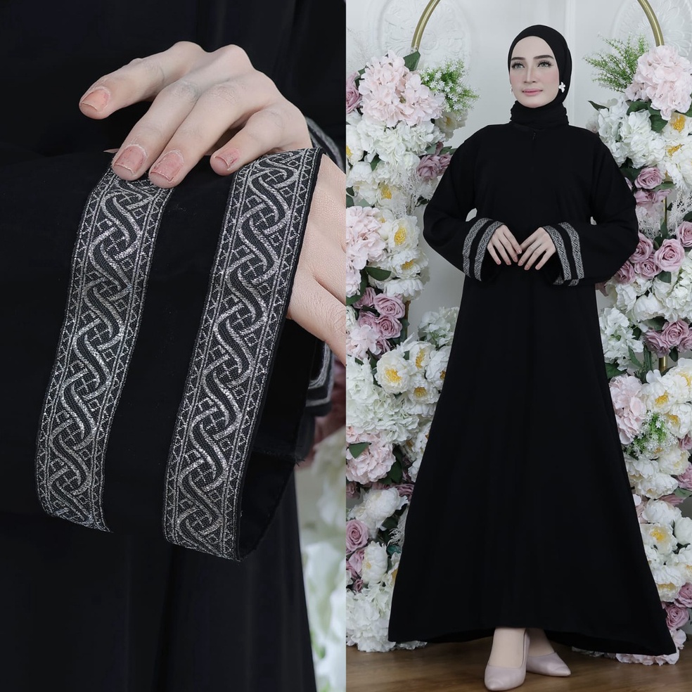55LARIS MANIS Gamis Terbaru Abaya Hitam Jetblack Athifah BUSUI Turkey Polos Simple Dress Muslim Wani