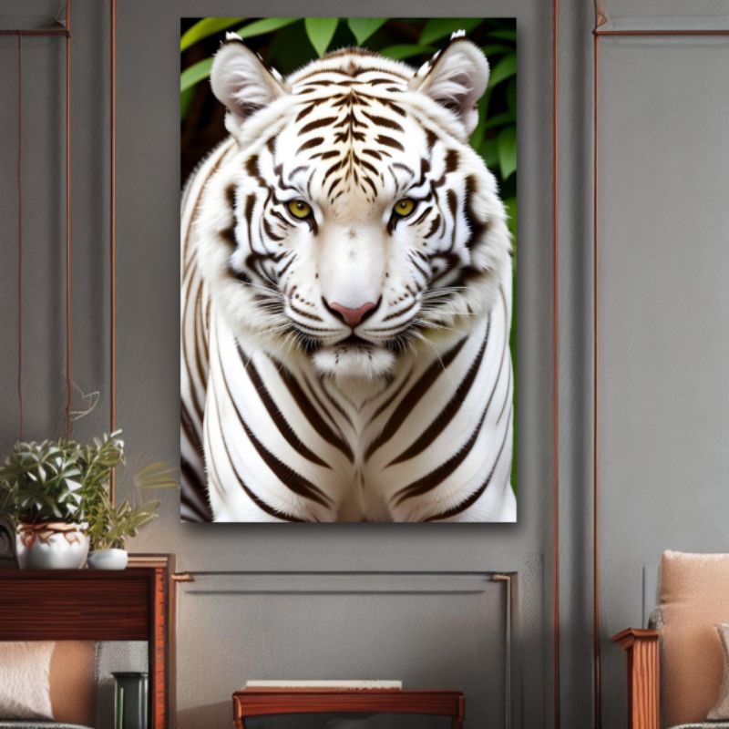 Hiasan dinding cetak poster lukisan HARIMAU PUTIH Dekorasi rumah ruangan tamu kamar tidur pajangan