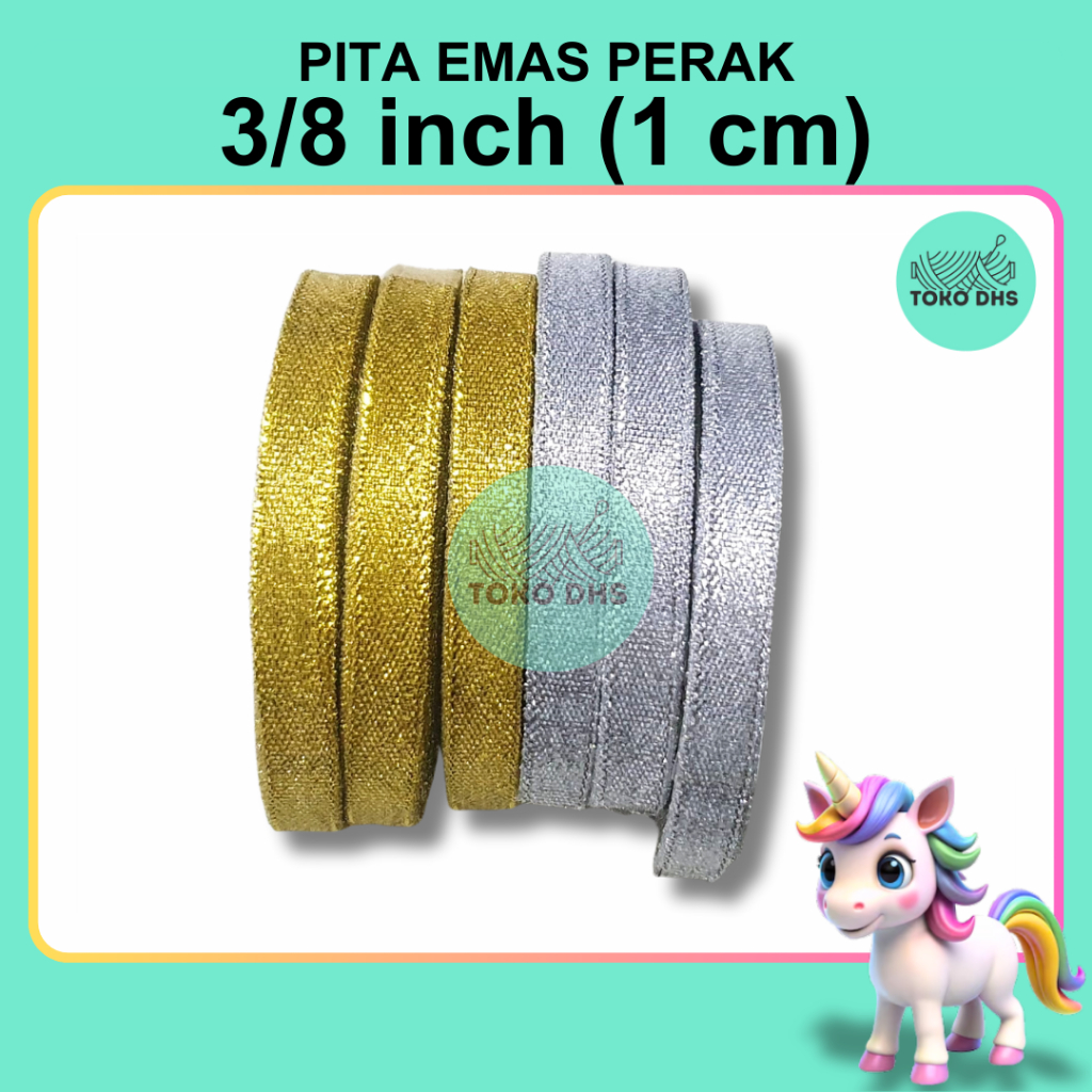 

Pita Emas Perak 3/8 Inch (1 Cm) // Pita Glitter