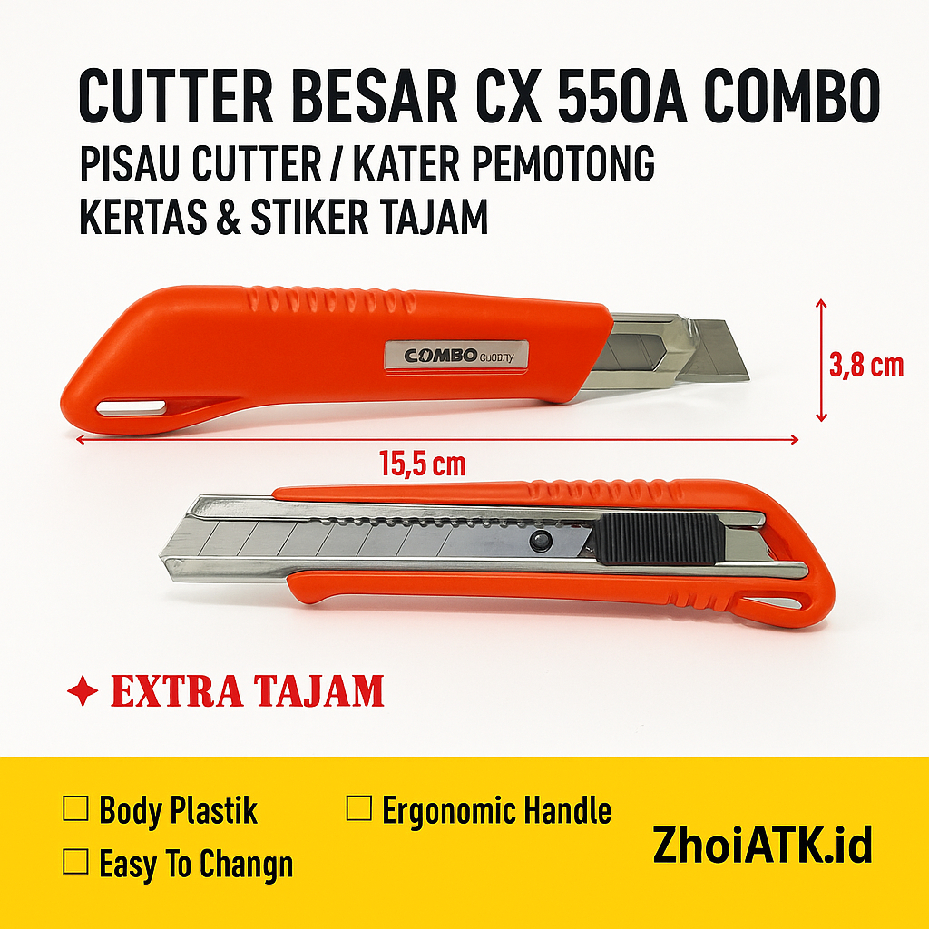 

CUTTER BESAR CX 550A COMBO | PISAU CUTTER / KATER PEMOTONG KERTAS & STIKER TAJAM | ZhoiATK.id