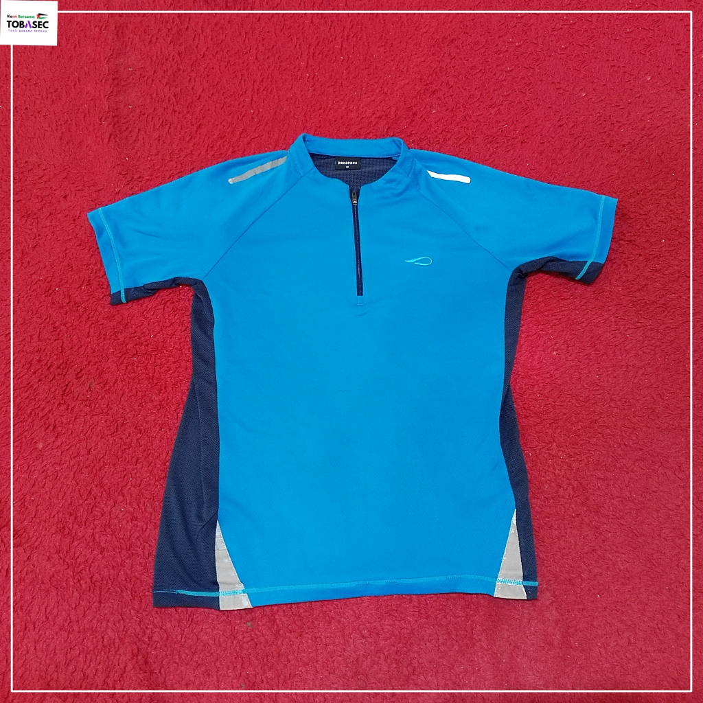 Kaos Baju Tshirt Dry Fit Halfzip Baselayer Prospecs warna biru Size L