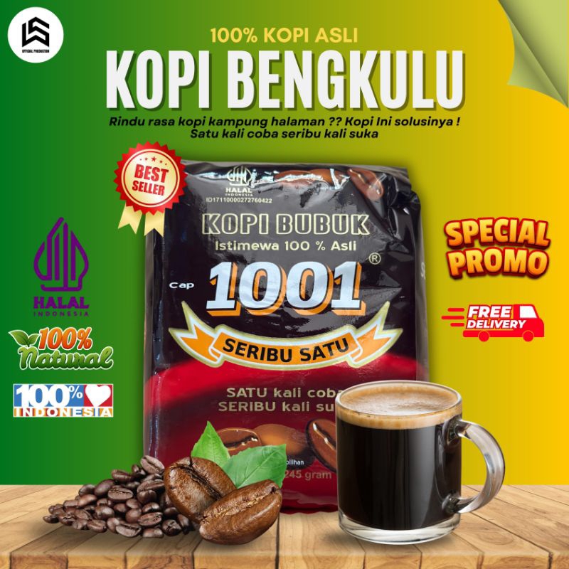 

KOPI BUBUK ROBUSTA | KOPI 1001 KHAS BENGKULU | NETTO 245 gr | OLEH-OLEH KHAS BENGKULU | 100% ASLI