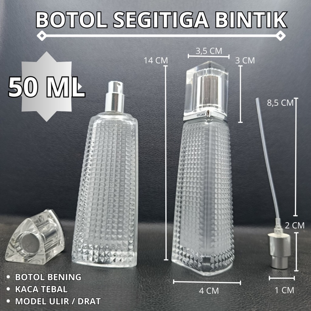 Botol parfum kosong segitiga bintik 50ml type drat/Putar/New/Bottle parfume