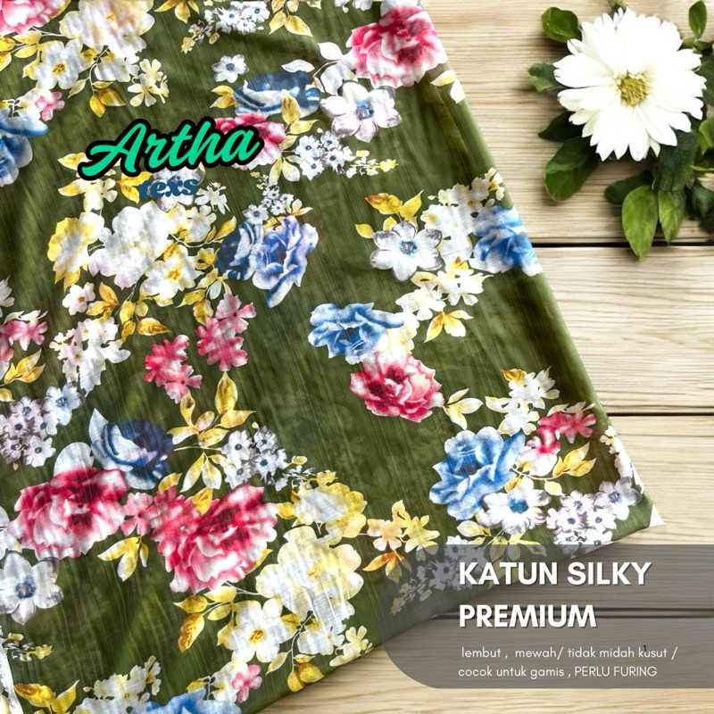 kain katun motif bunga /kain katun silky premium motif bunga