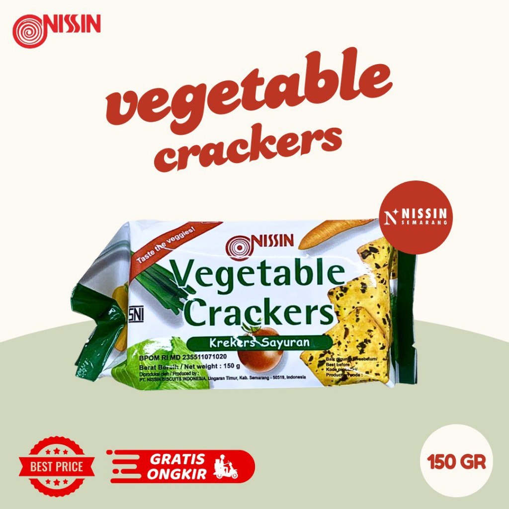 

Nissin Krekers / Biskuit Crackers Sayuran / Biskuit Rasa Vegetable / 150gr