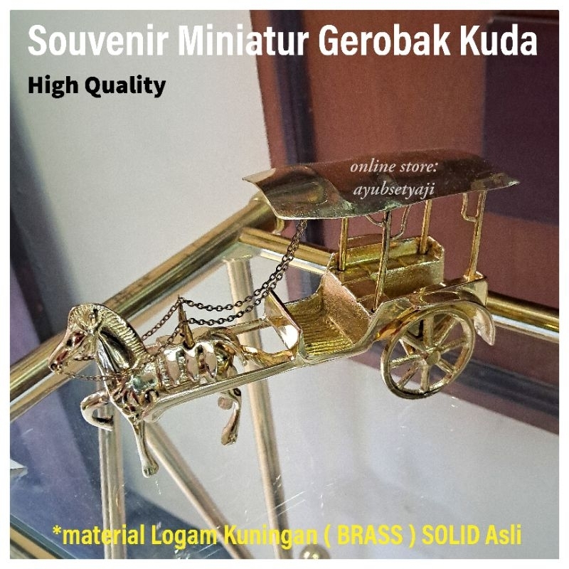 Gerobak Kuda Kuningan miniatur Becak Kuda BRASS ANTIK Solid Souvenir Kerajinan patung kuda Dekorasi 
