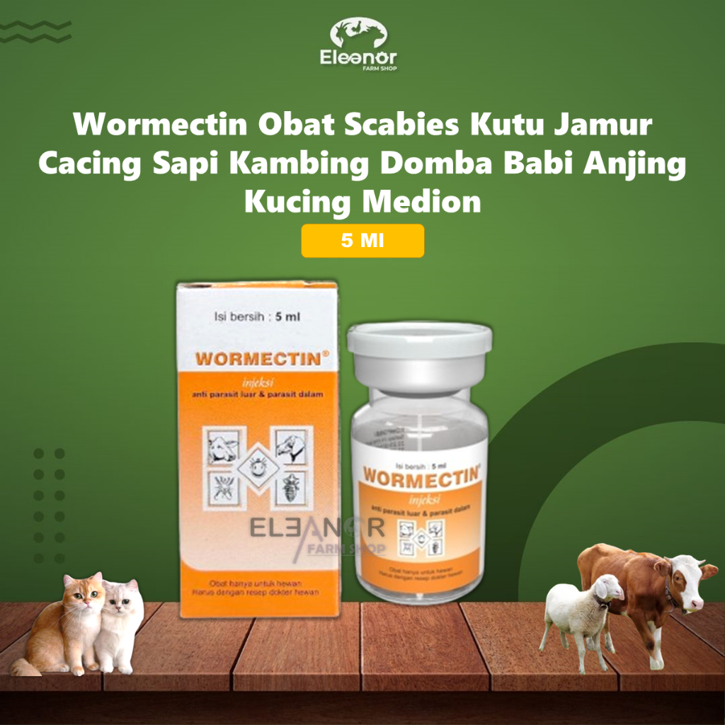 Wormectin 5ml Medion Wormectin Obat Scabies Kutu Jamur Cacing Sapi Kambing Domba Babi Anjing Kucing