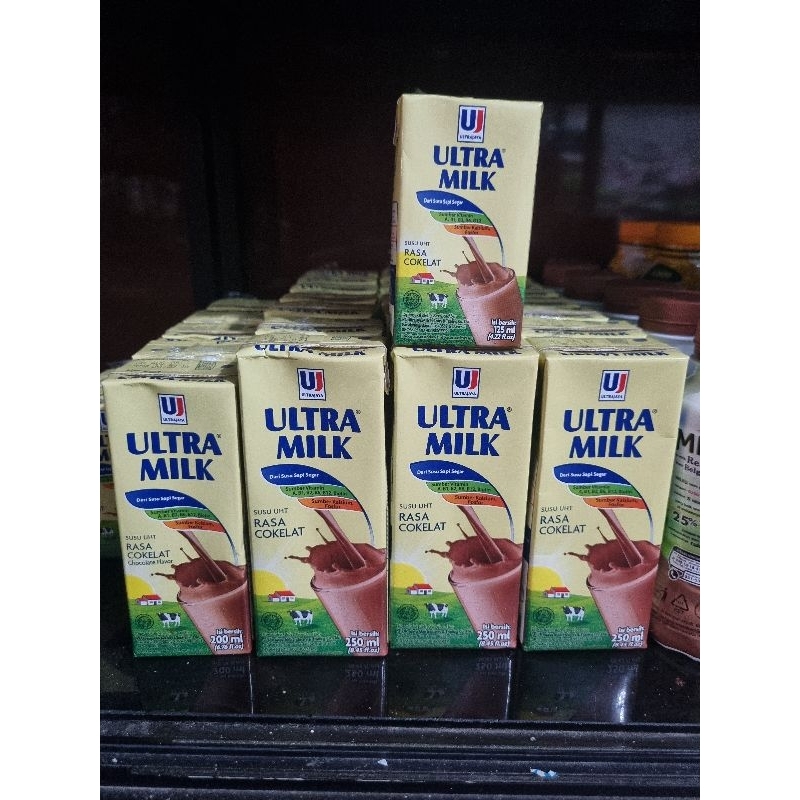 

ultra milk susu UHT coklat 125 ml, 200 ml, 250 ml