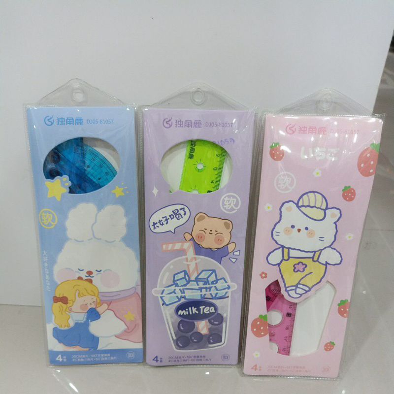 

Set penggaris Busur 4in1 3 motif karakter lucu