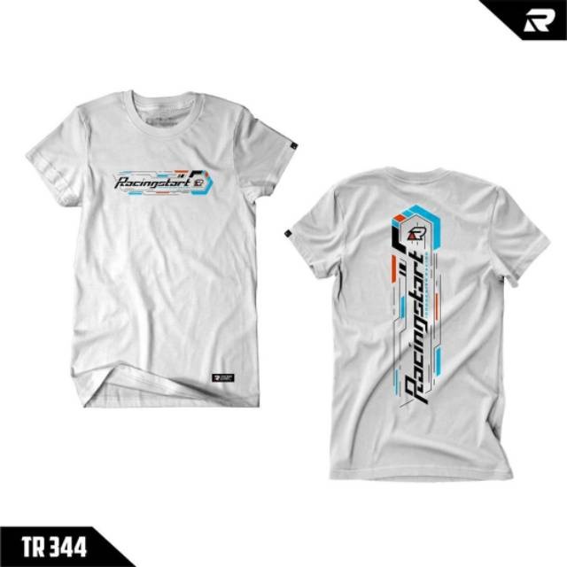 Kaos Racing Star Putih Kaos RH57 Baju Motor Balap Pria Wanita Dewasa