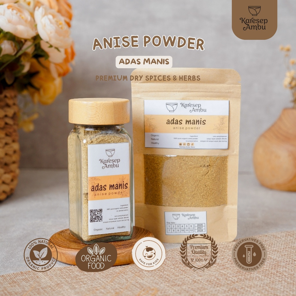 

Adas Manis / Anise Powder - Bumbu Dapur Rempah Premium Asli Murni Organik Dry Spices by Karesep Ambu
