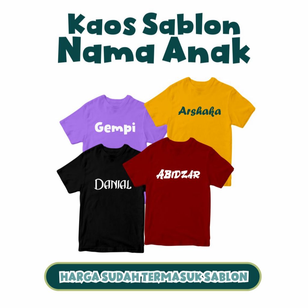 Kaos Anak Sablon Nama | Kaos Anak Sablon | Kaos Anak Custom Nama | Kaos Anak Free Nama