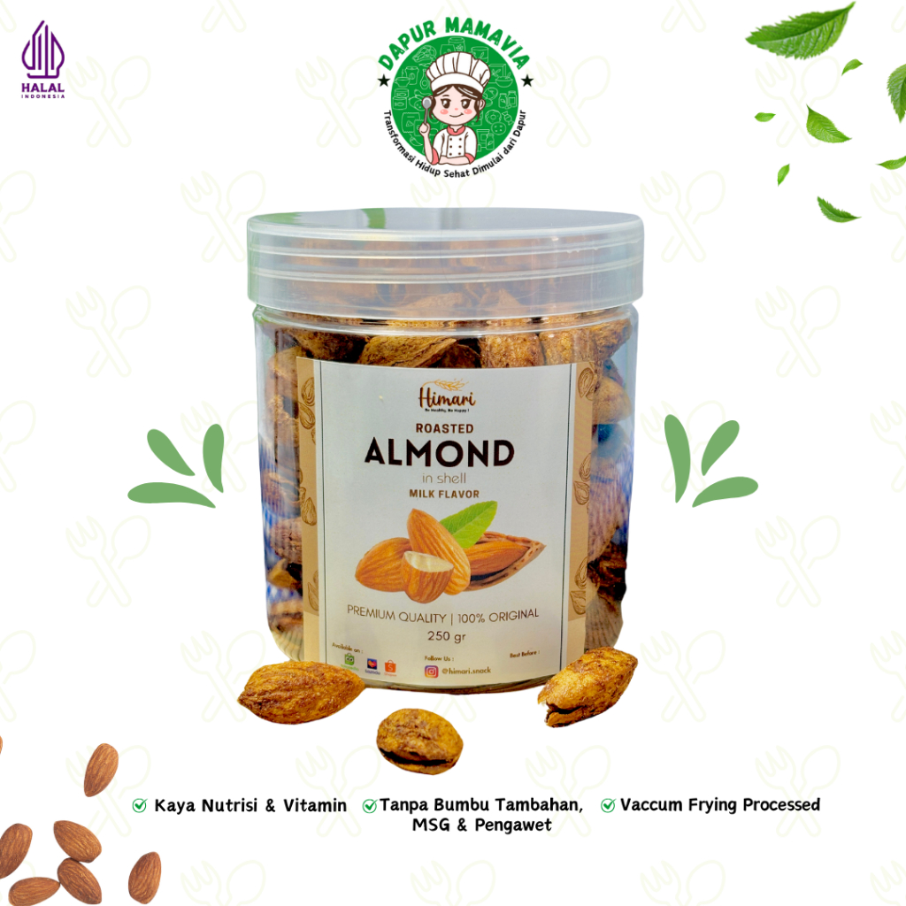 

Kacang Almond Panggang Kulit Cangkang Manis Gurih 250-315gr Cemilan Sehat