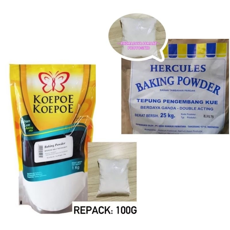 

REPACK: 100G - BAKING POWDER DOUBLE ACTING (HERCULES/ KOEPOE)/ Baking Soda/ Pengembang Kue