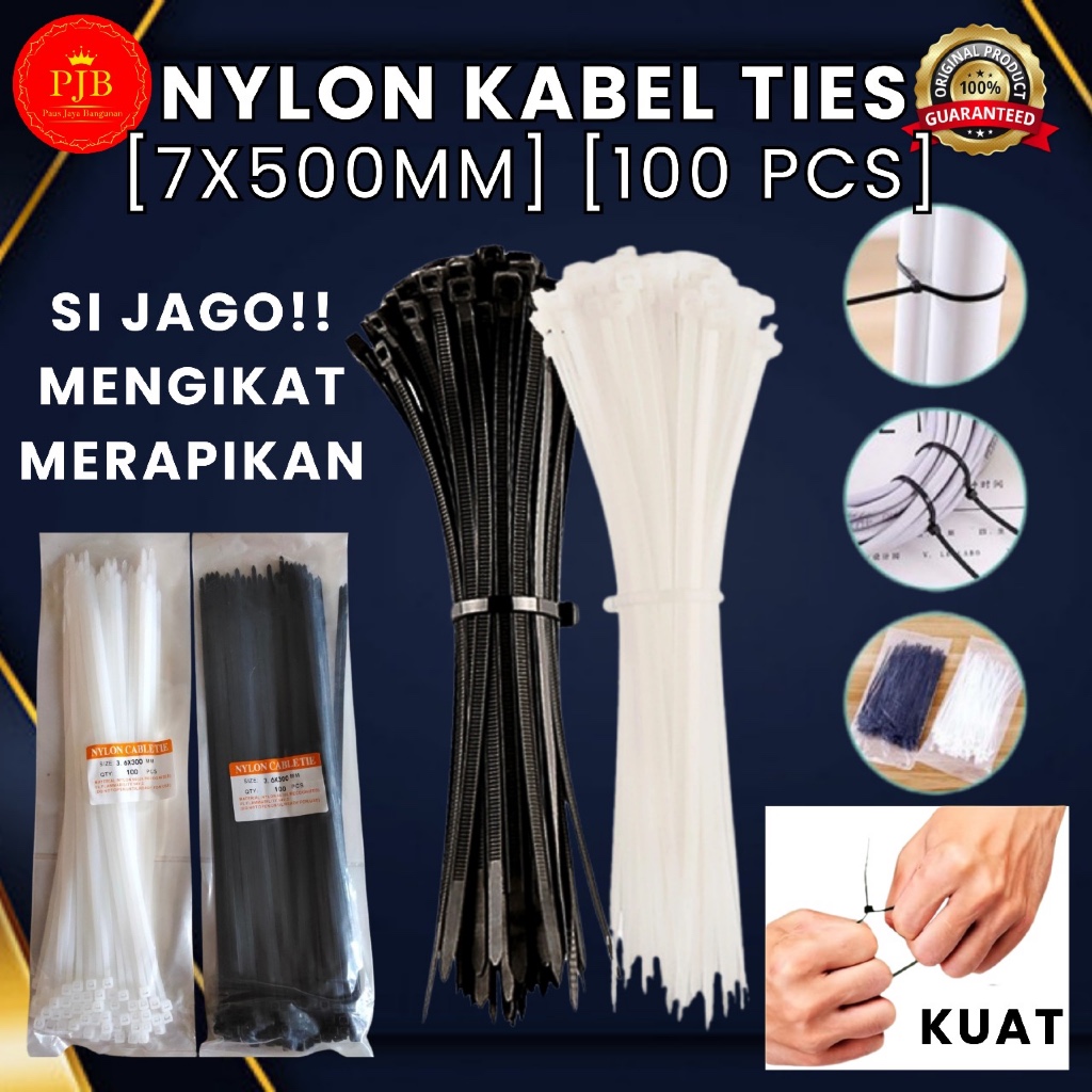 

NYLON KABEL (TIES 7 X 500MM) ISI 100 PCS 100% ORIGINAL / ASLI / AUTHENTIC