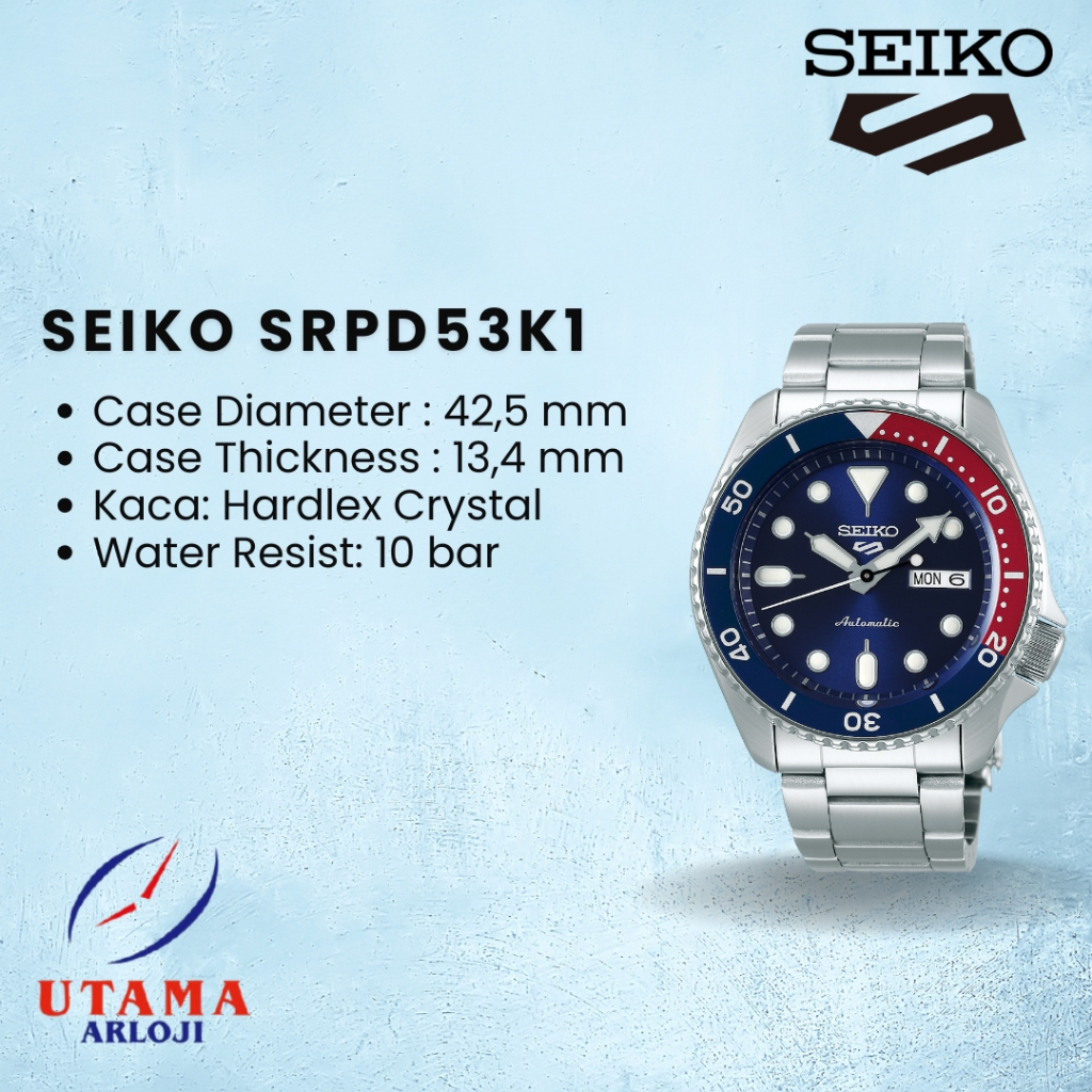 Jam Tangan Automatic Pria Seiko 5 Sport SRPD53 Pepsi
