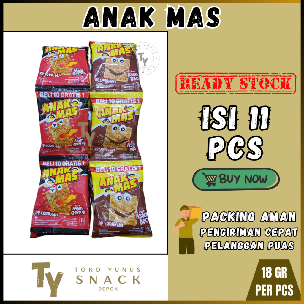 ANAK MAS SNACK MIE KREMES RENCENG ISI 11 PCS @18GR