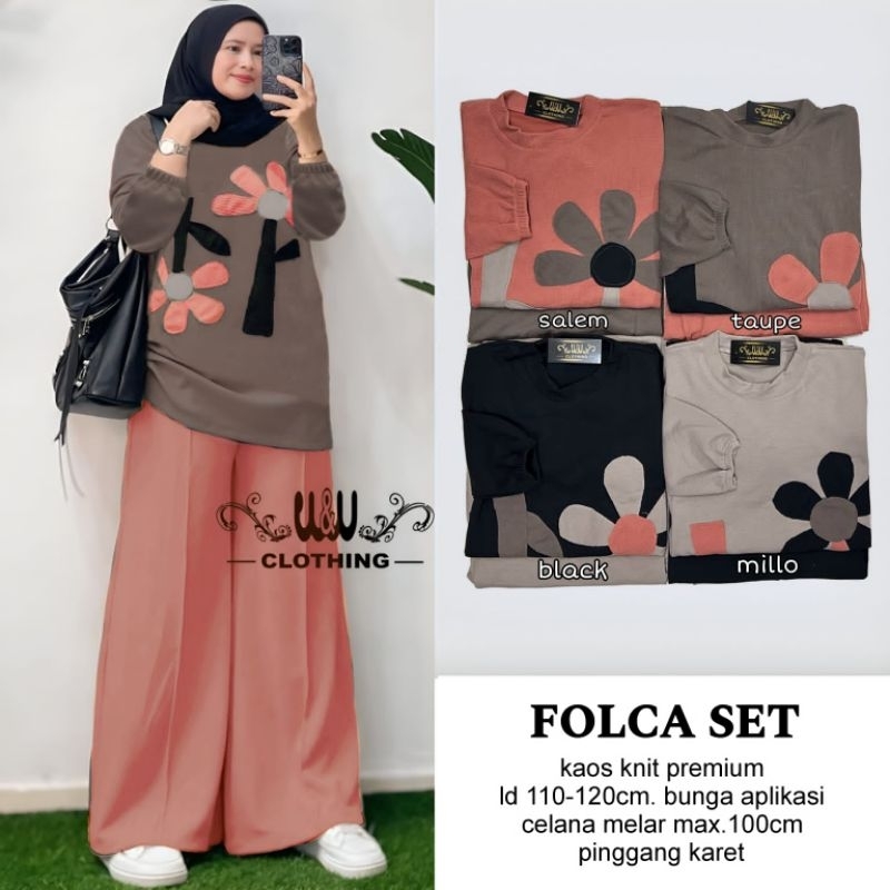 folca one set murah by w&w tunik kaos motif celana cargo wanita celana saku samping tunik knit impor