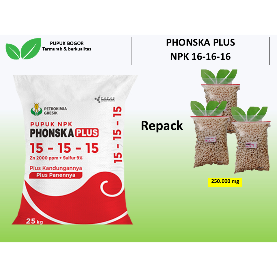 PHONSKA PLUS PUPUK NPK 15 15 15 REPACK ORIGINAL PENYUBUR TANAMAN SAYUR DAN BUAH-BUAHAN