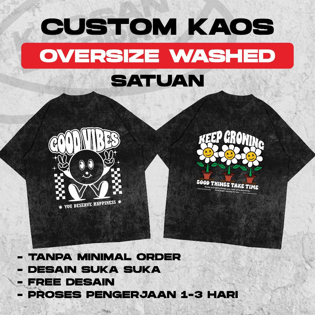 Kaos Oversize Washed/ Kaos Custom Oversize Sand Wash / Oversized Custom / Kaos Kelas Custom / Custom