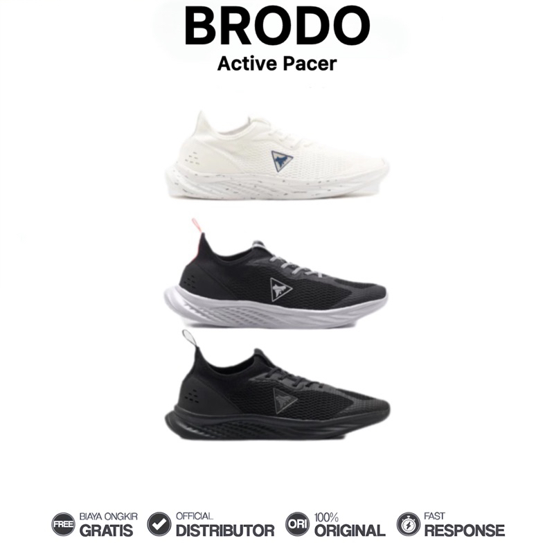 Brodo - Sepatu Active Pacer Sneakers Casual Unisex Wanita Pria Original 100%