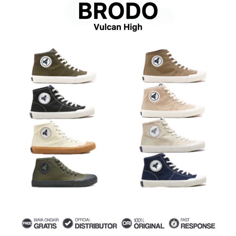 Brodo Vulcan Hi Sepatu Sneakers Casual Pria Wanita Unisex Harian Fashion Original 100%