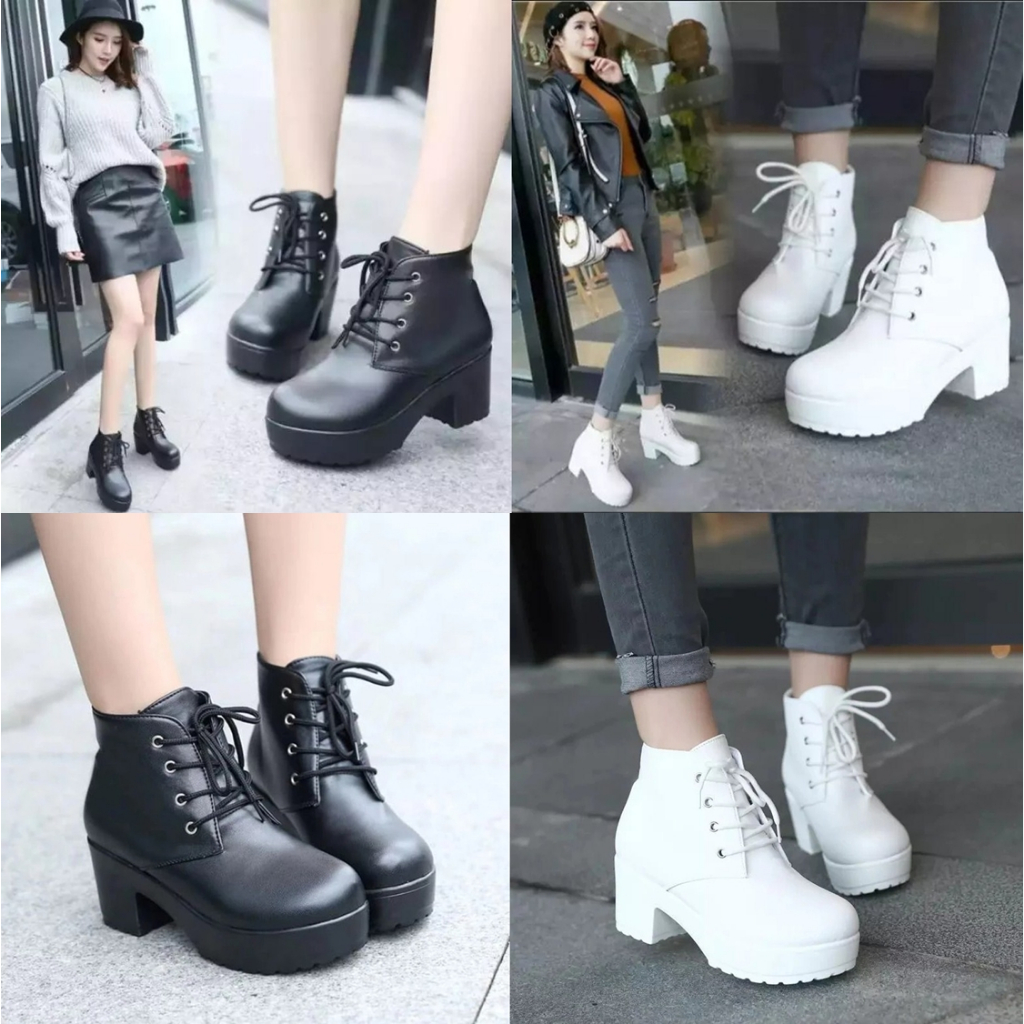 SEPATU BOOTS HEELS WANITA PREMIUM HAK 5 CM LA02 FASHION KOREA KOREAN STYLE SEPATU PESTA FORMAL KONDA