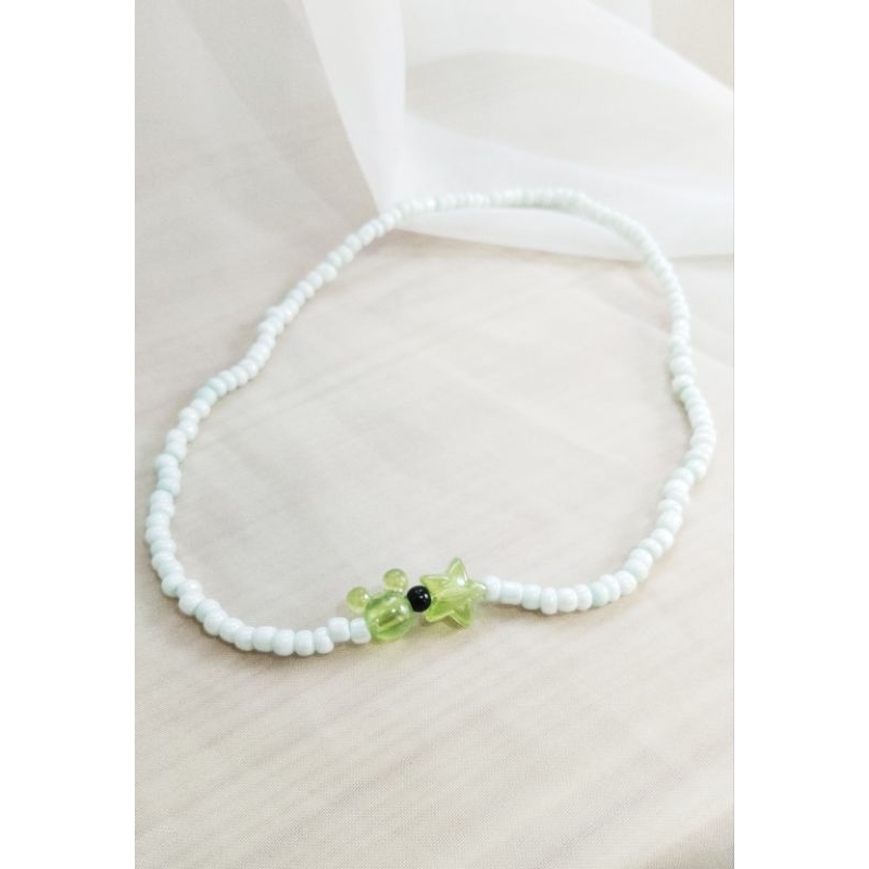 Kalung Manik - Manik Lucu Warna Hijau | Kalung Manik - Manik Korea | Kalung Manik- Manik Aesthetic