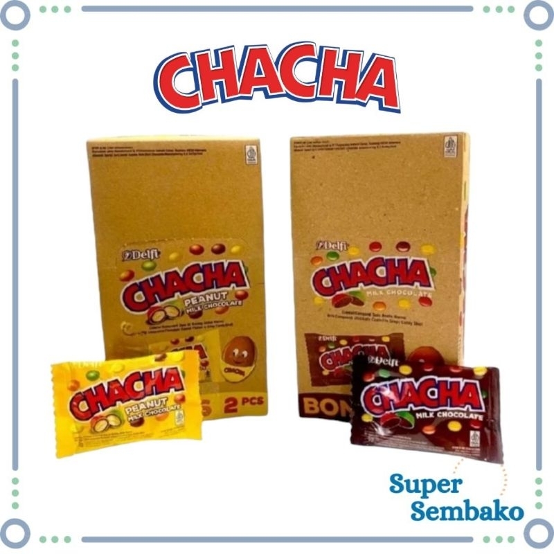 

SNACK PERMEN COKELAT SUSU ISI KACANG CHACHA DELFI RASA PEANUT MILK CHOCOLATE 5gr PER BOX ISI 20 SACHET
