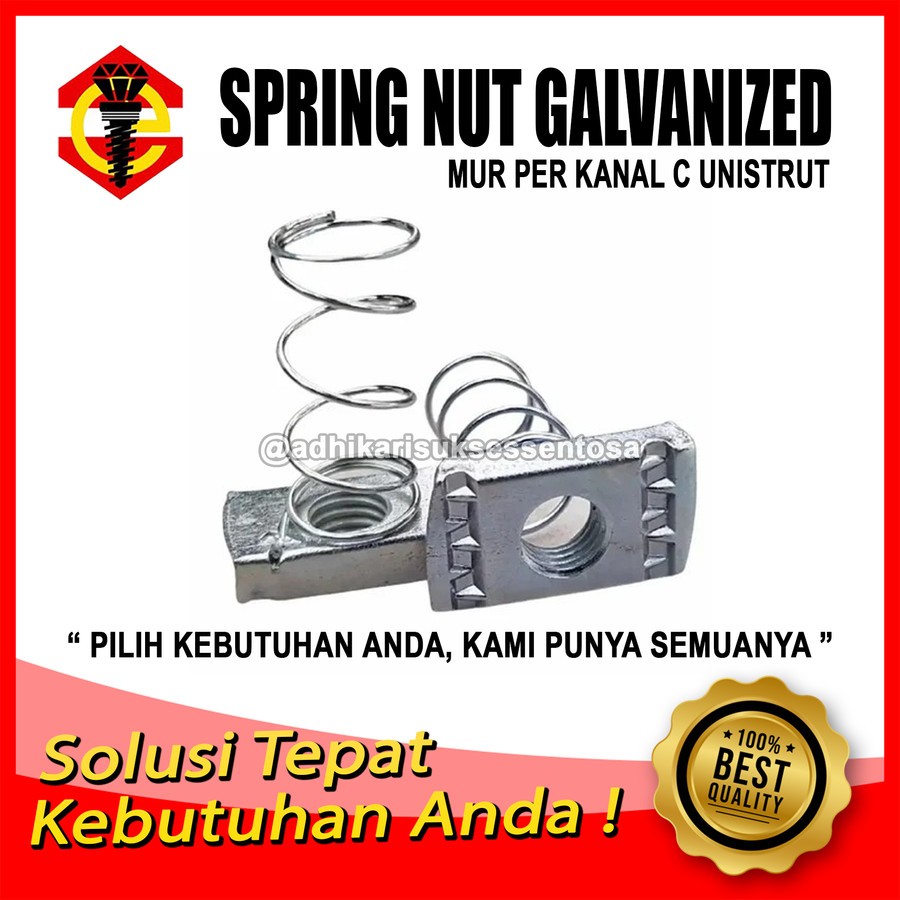 Spring Nut M10 / Spring Anchor 10 MM Pitch 1,5 Galvanis For Metal Unistrut Kanal C / Angkur