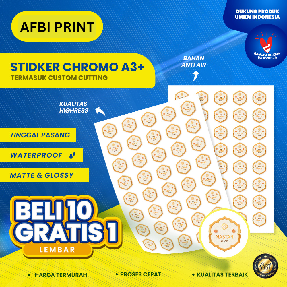 

Cetak Stiker Vinyl Tahan Air | Sudah Termasuk Print + Cutting | Label Stiker Custom Waterproof Sehari Jadi Afbi Print