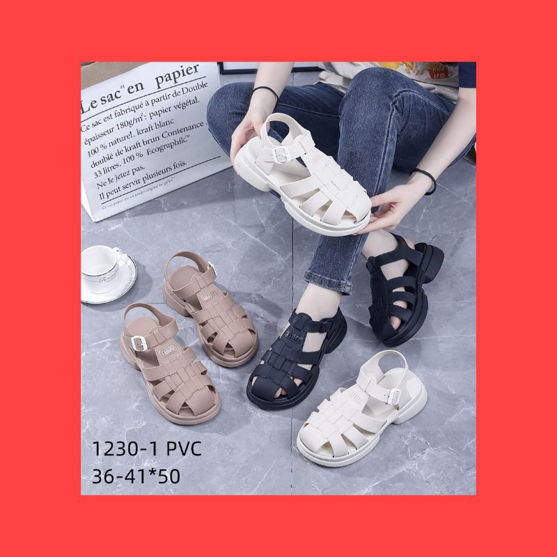 Sandal Wanita Terbaru/Sepatu Sandal Jelly Alina 1230-1/Slip on Karet Kekinian