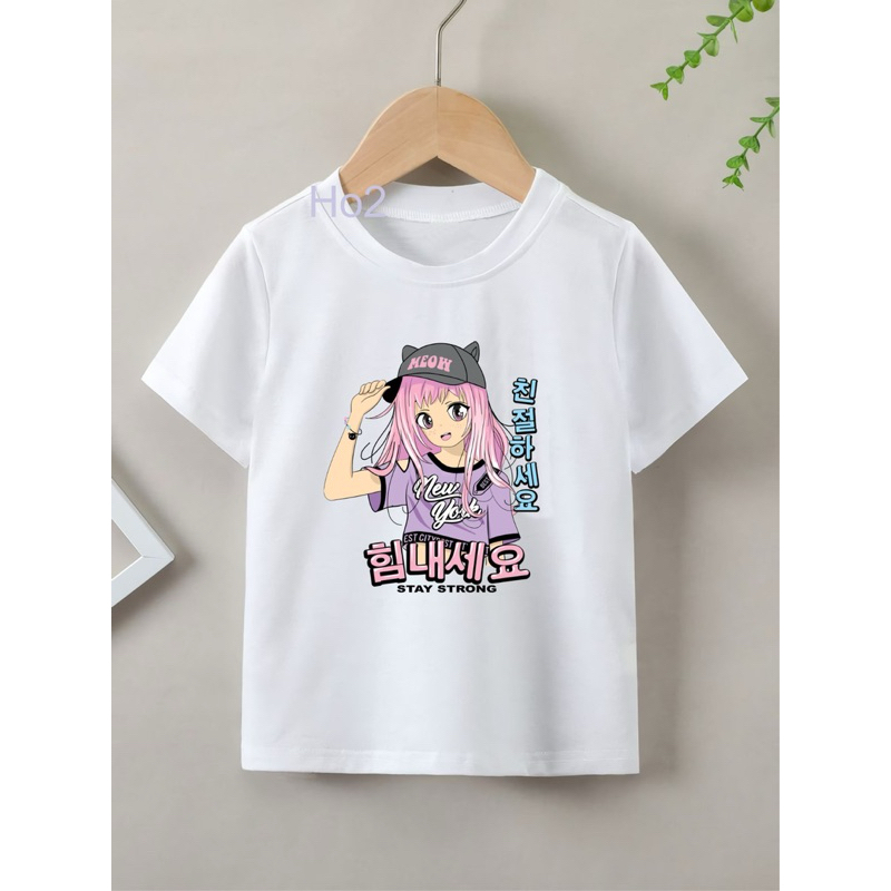 kaos anak cewek umur 2-10thn lengan pendek Baju anak perempuan