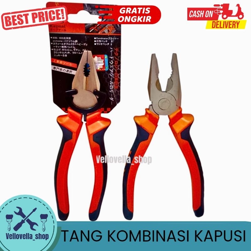 KAPUSI Tang Kombinasi 7 Inch 175mm K-8022 gagang karet / Tang Kombinasi Kapusi 7 inch