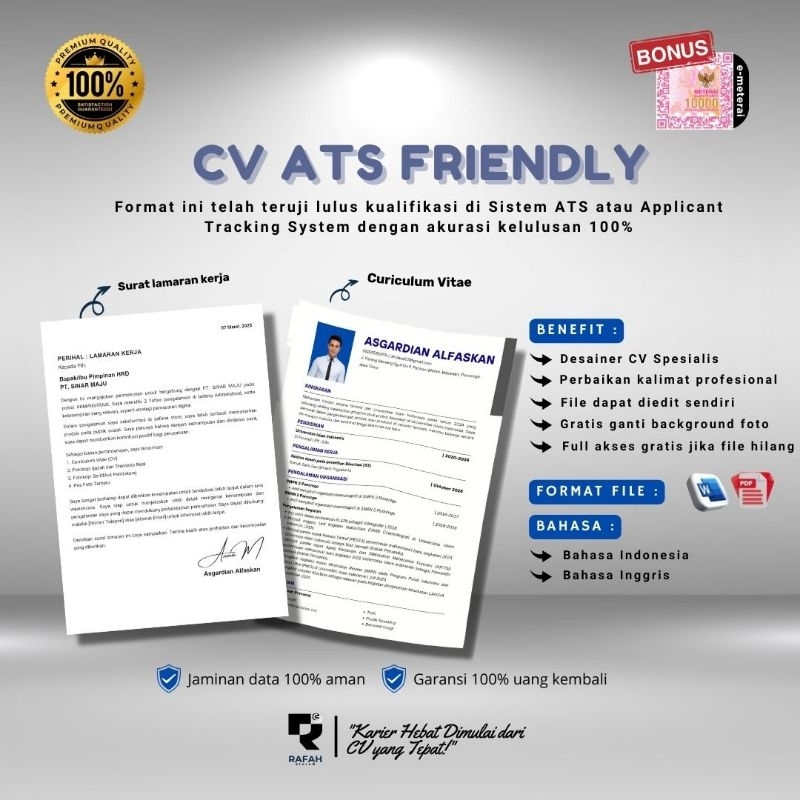 CV ATS FRIENDLY || SURAT LAMARAN KERJA || BAHASA INDONESIA || BAHASA INGGRIS || PENGGABUNGAN BERKAS