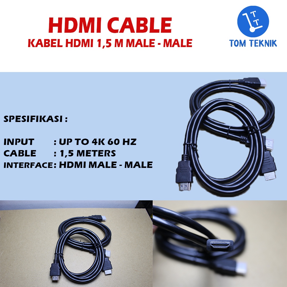 Kabel HDMI to HDMI 1,5m Male to Male 1.5 meter High Speed Cable Kabel Proyektor Multimedia Untuk Lap
