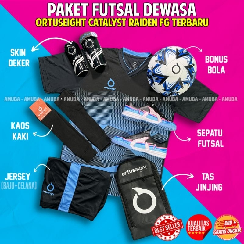 Promo Sepatu Futsal Ortus Catalyst Raiden FG Bonus Bola Lengkap Paket Komplit Sepatu Futsal Ortuseig