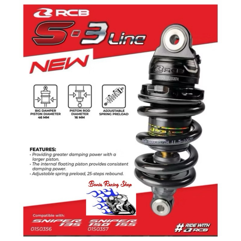 SHOCK SHOCKBREAKER RCB RACING BOY S3 LINE MX VIXION SONIC SATRIA FU MXKING R15 VIXION CB150R CBR150R