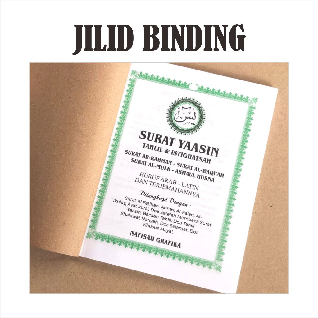 BLANGKO YASIN 128 HALAMAN JILID BINDING, BUKU YASIN KOSONGAN 128 HALAMAN