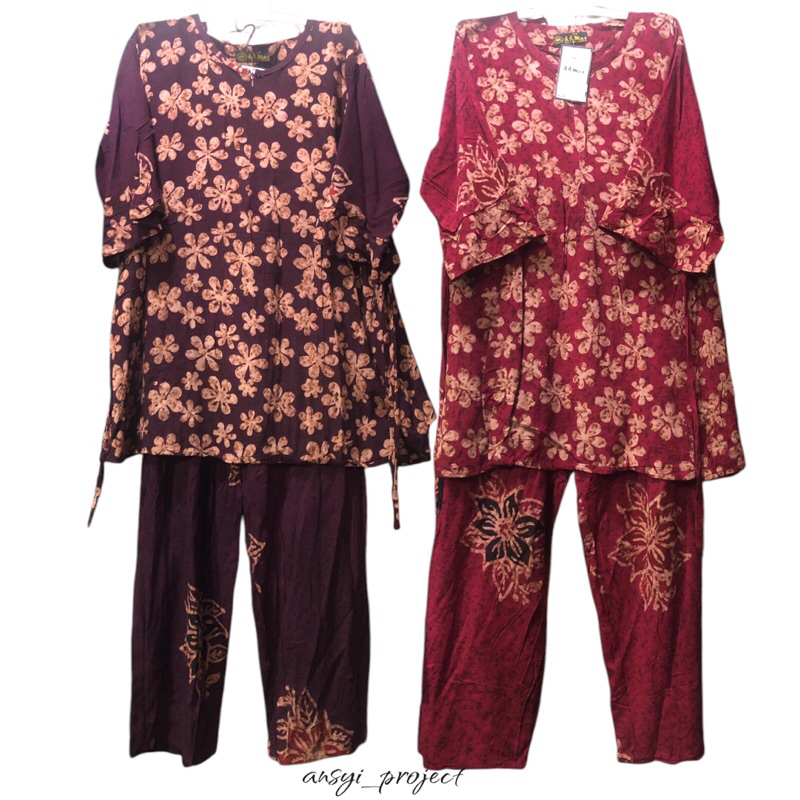 Piyama batik / Baju atasan + celana batik / Baju tidur 1 estel batik