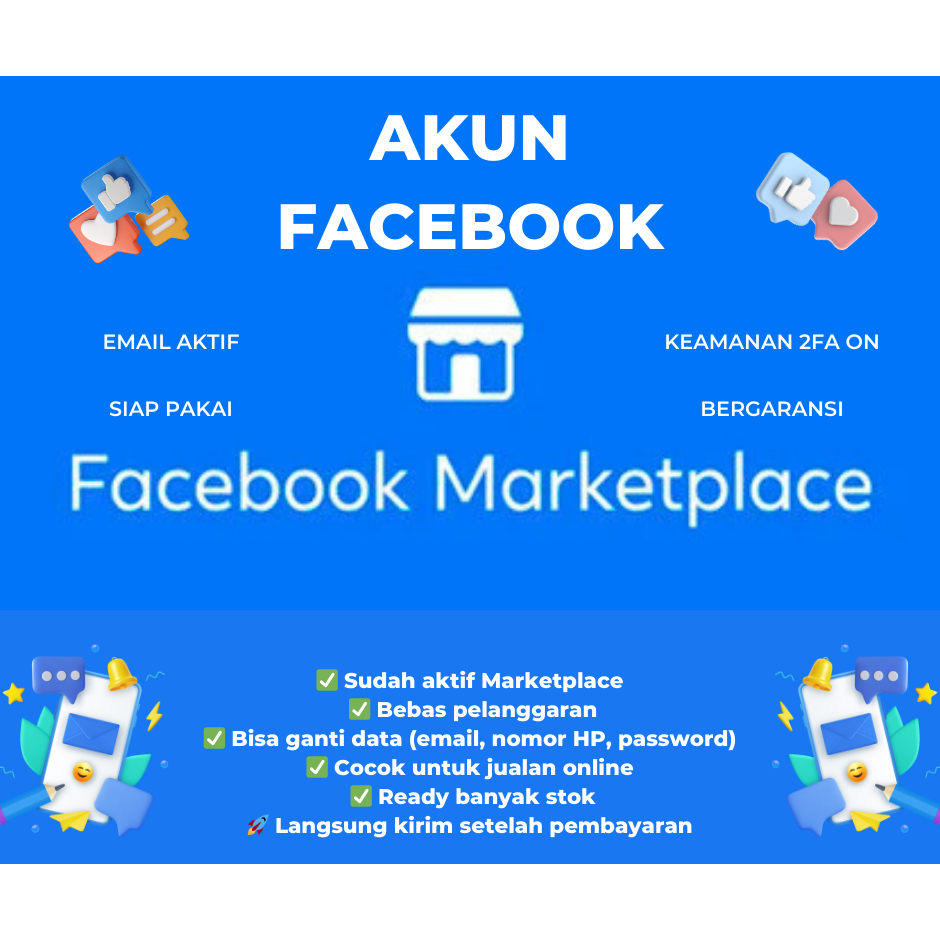 Akun FB Siap Marketplace | Aktif & Bergaransi