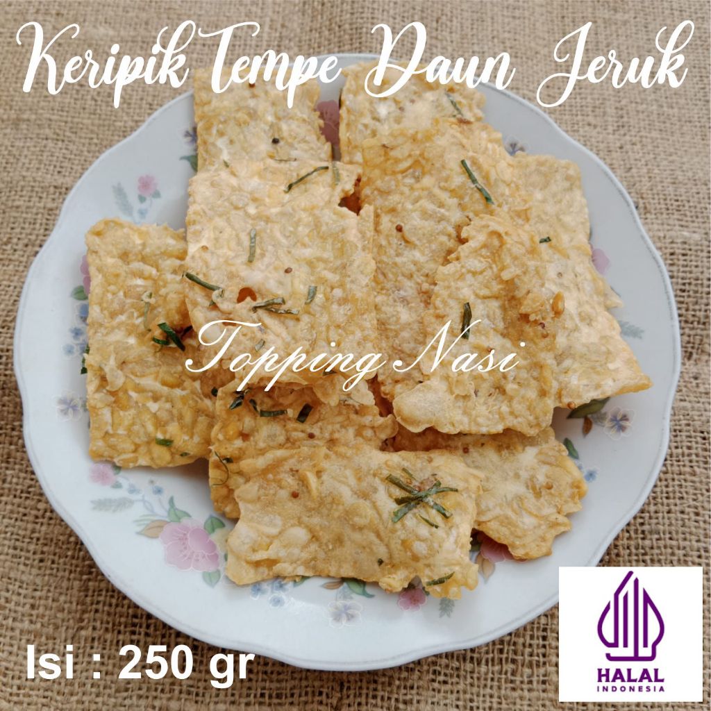 

Keripik Tempe Daun Jeruk Gorengan Original Cemilan Snack Kripik Khas Asli Bandung | Topping Nasi