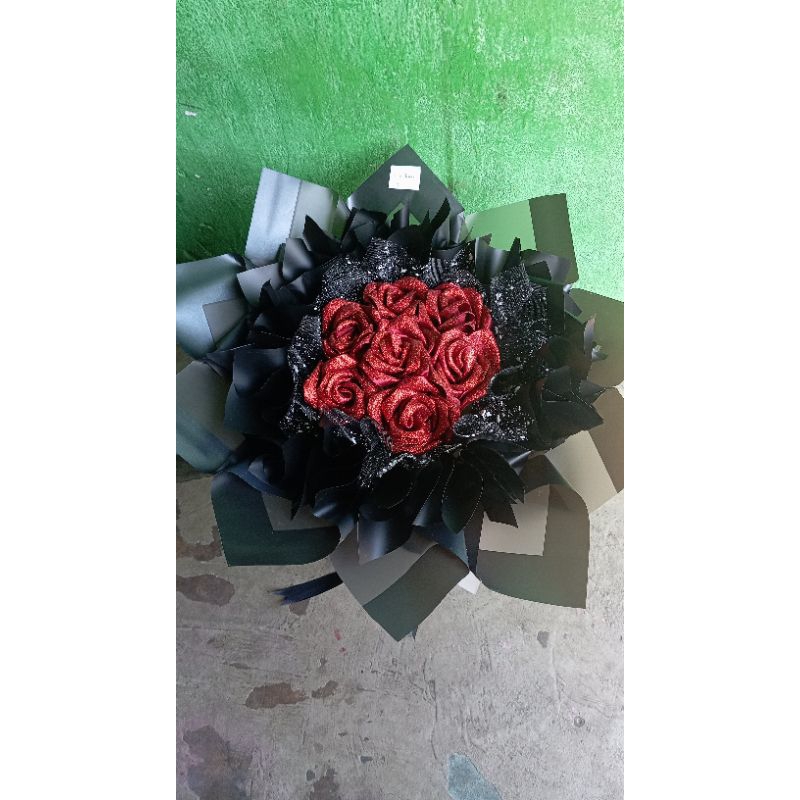 

buket bunga balikpapan pita satin glitter wrapping kriwil
