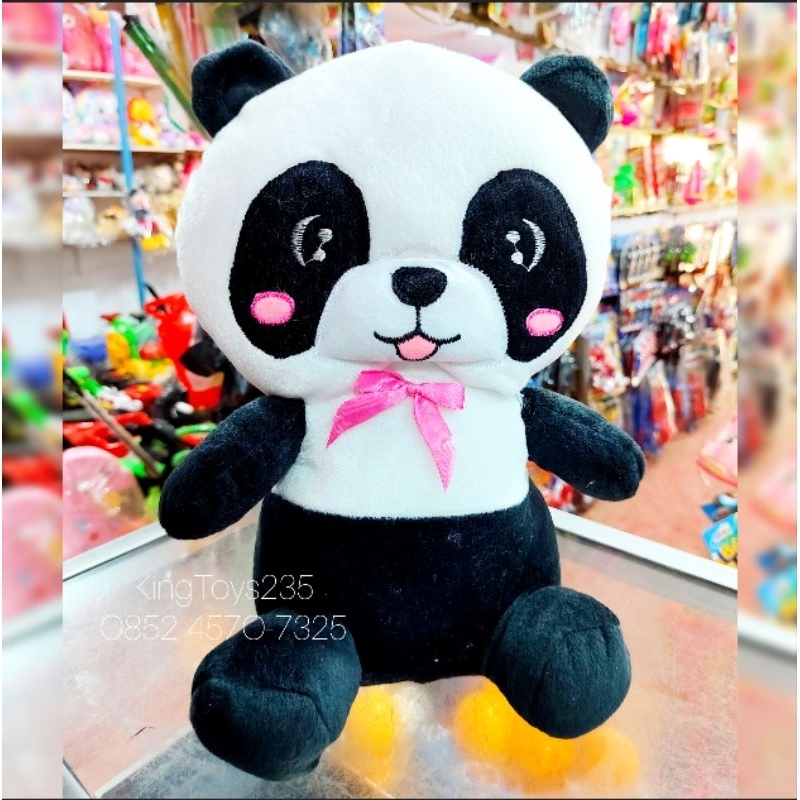 Boneka Panda Hitam Putih Lembut Pita Lucu Binatang Hewan Hadiah Valentine Ulta  Toko Kado Pontianak