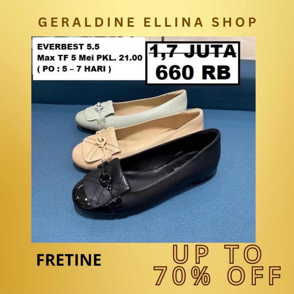 Sepatu flat shoes Everbest wanita sale 100% Original seri FRETINE