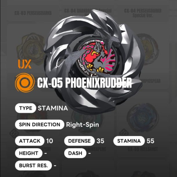 Beyblade X - CX 05-05 Blade Phoenix Rudder Black