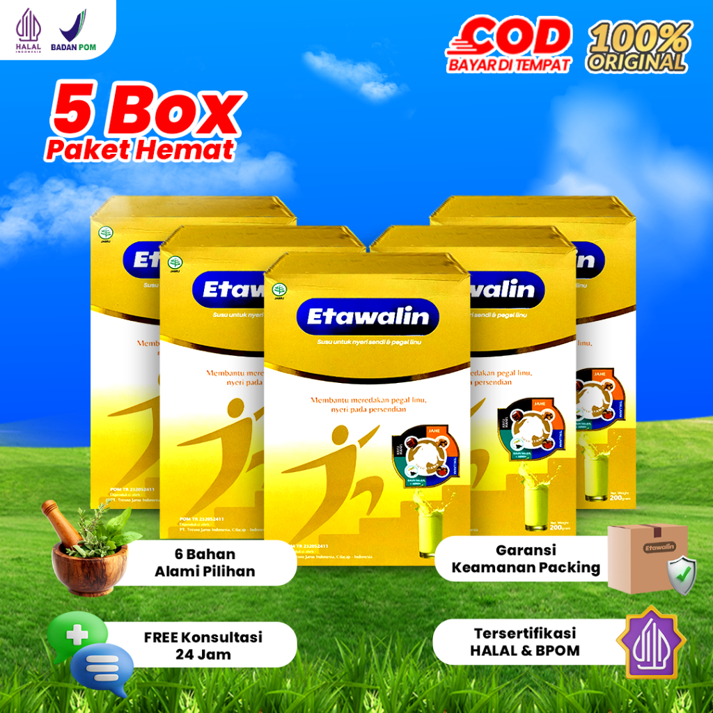 

PAKET 5 BOX Etawalin – Susu Etawa Atasi Masalah Rematik Asam Urat Dan Nyeri Sendi Pada Tulang