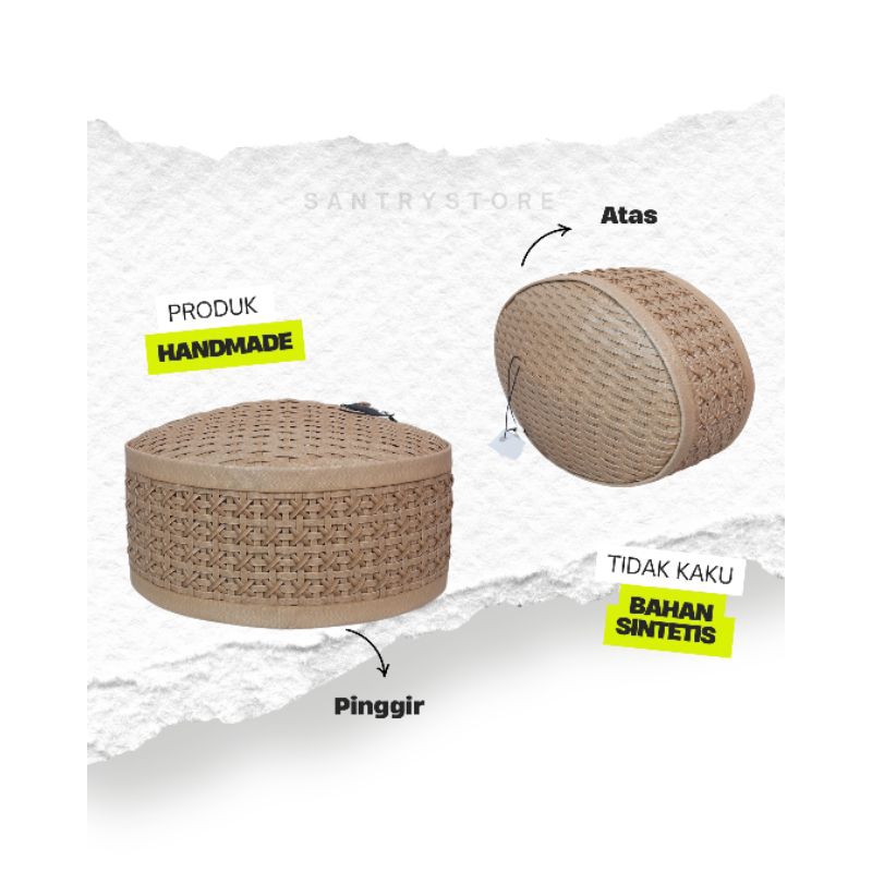 Peci Sintetis / Peci Rotan Sintetis/ Peci Anyam Sintetis / Peci Songkok Sintesis Bahan Premium Tidak